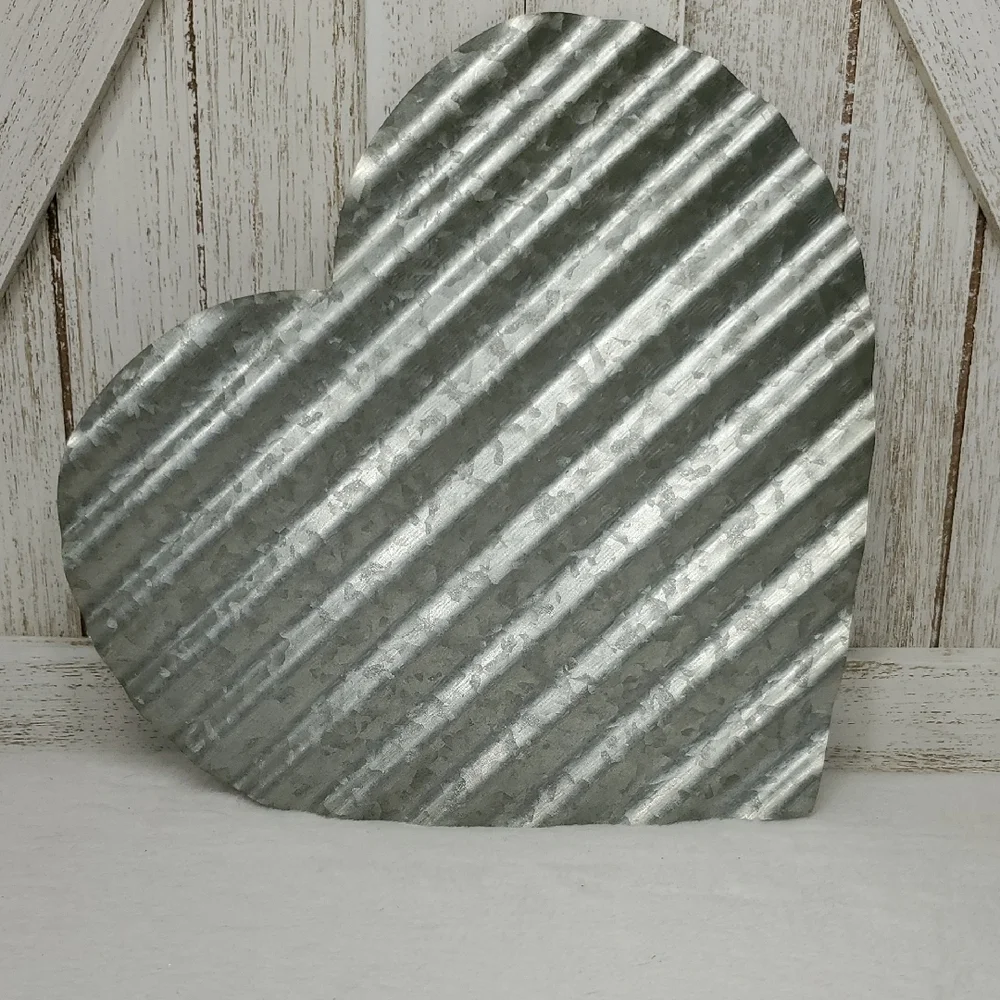 Corrugated Metal Heart Wall Decor & Freestanding LOVE Sign Farmhouse Country